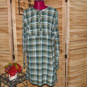 NWT Merrell L Ladies Green Flannel Dress "Vagabond" Tunic Style